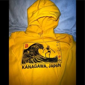 Bowery long sleeve hoodie “Kanagawa, Japan” written across the front size Large